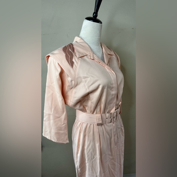 Vintage 80’s SLS Fashion Pink Western Midi Dress Coastal Cowgirl vaporwave - Picture 10 of 15